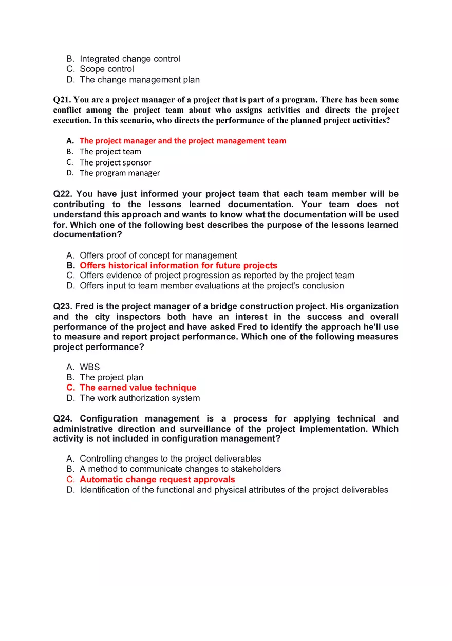 Chapter 4 Project Integration Management Multiple Сhoice Questions - Page 5