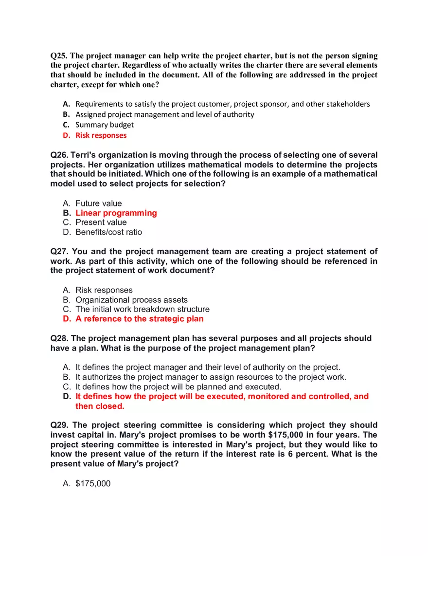 Chapter 4 Project Integration Management Multiple Сhoice Questions - Page 6