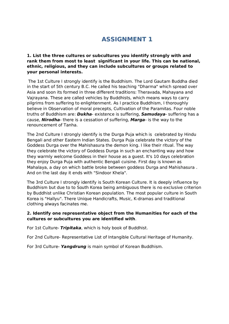 Llist Three Cultures or Subcultures You Identify - Page 1