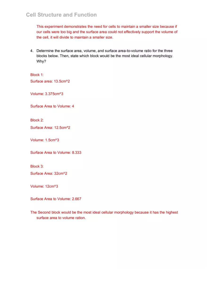 Cell Structure and Function Pre-lab Questions - Page 5