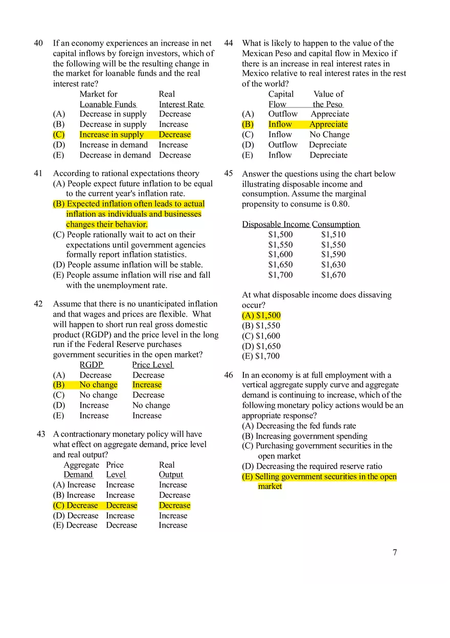 Macroeconomics Practice Exam #1 - Page 7
