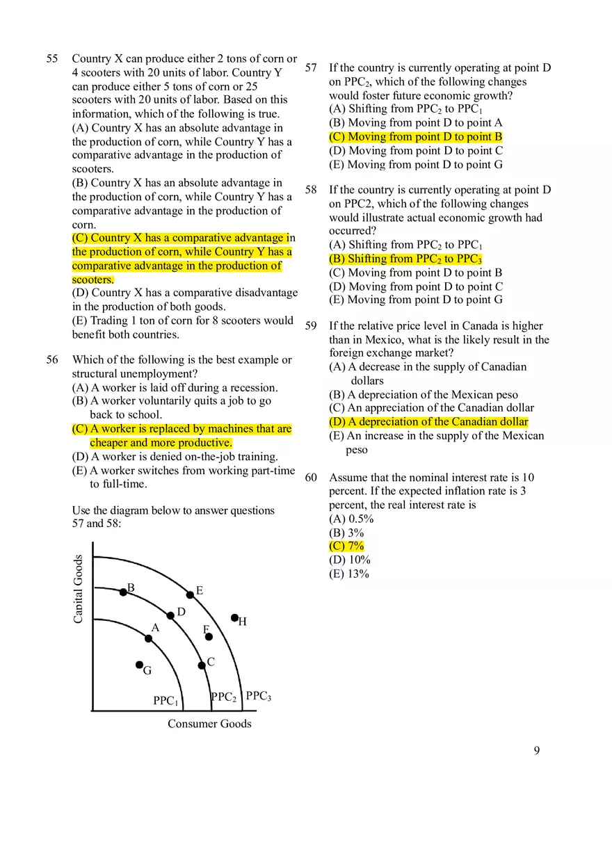 Macroeconomics Practice Exam #1 - Page 9