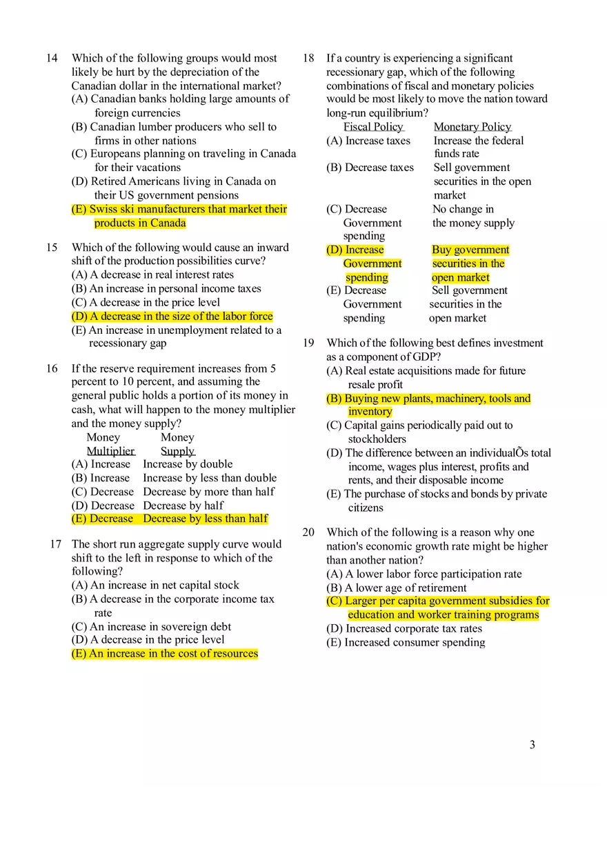 Macroeconomics Practice Exam #1 - Page 3