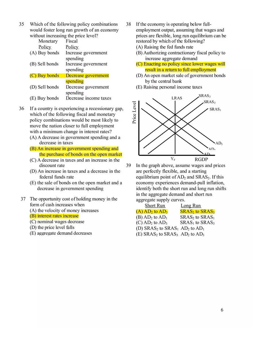 Macroeconomics Practice Exam #1 - Page 6