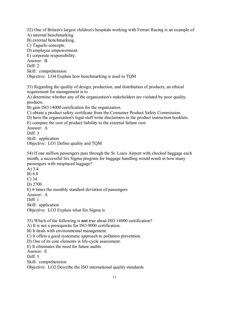Chapter 6 Managing Quality Multiple Choice Part 1 - Page 7