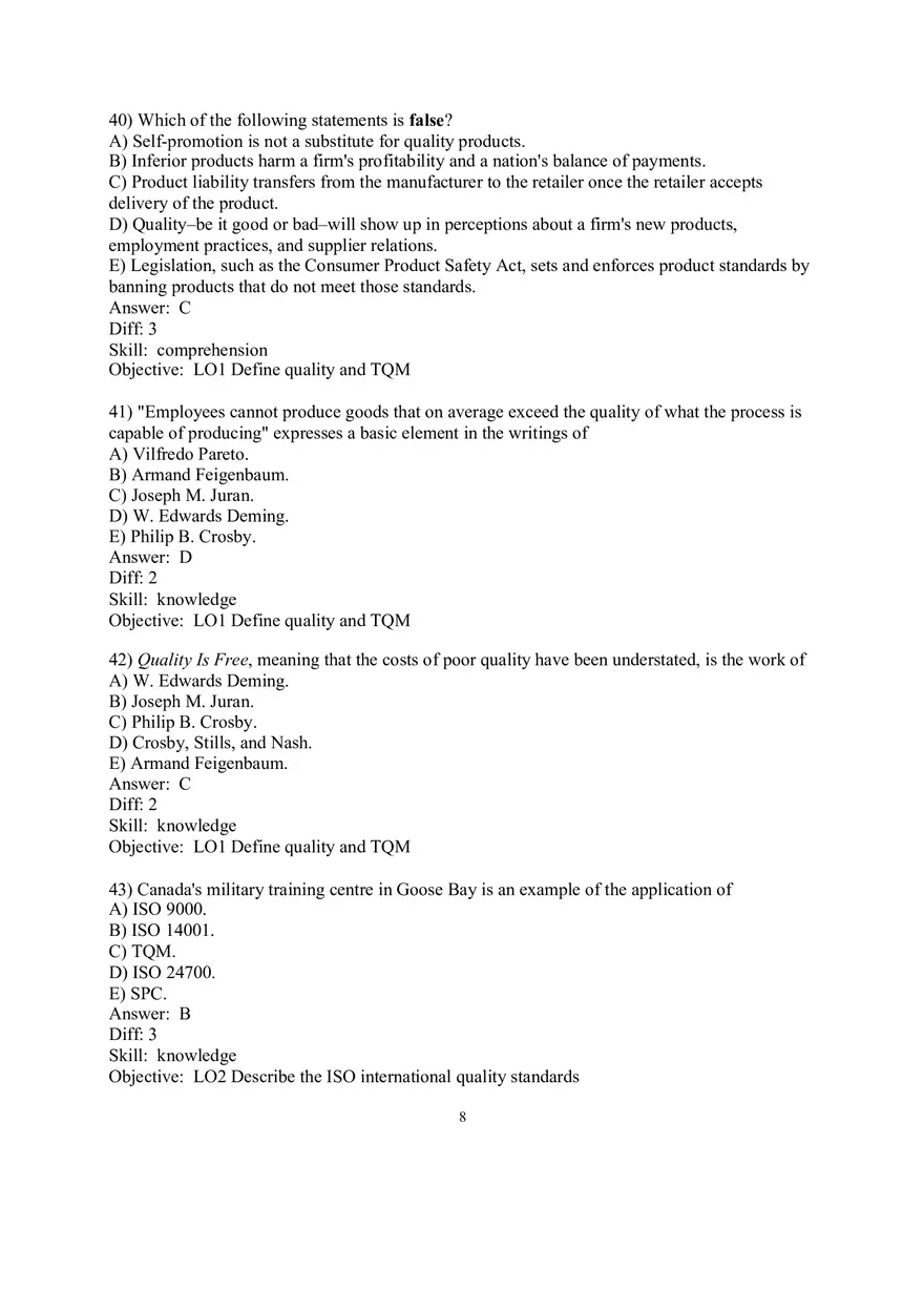 Chapter 6 Managing Quality Multiple Choice Part 1 - Page 4