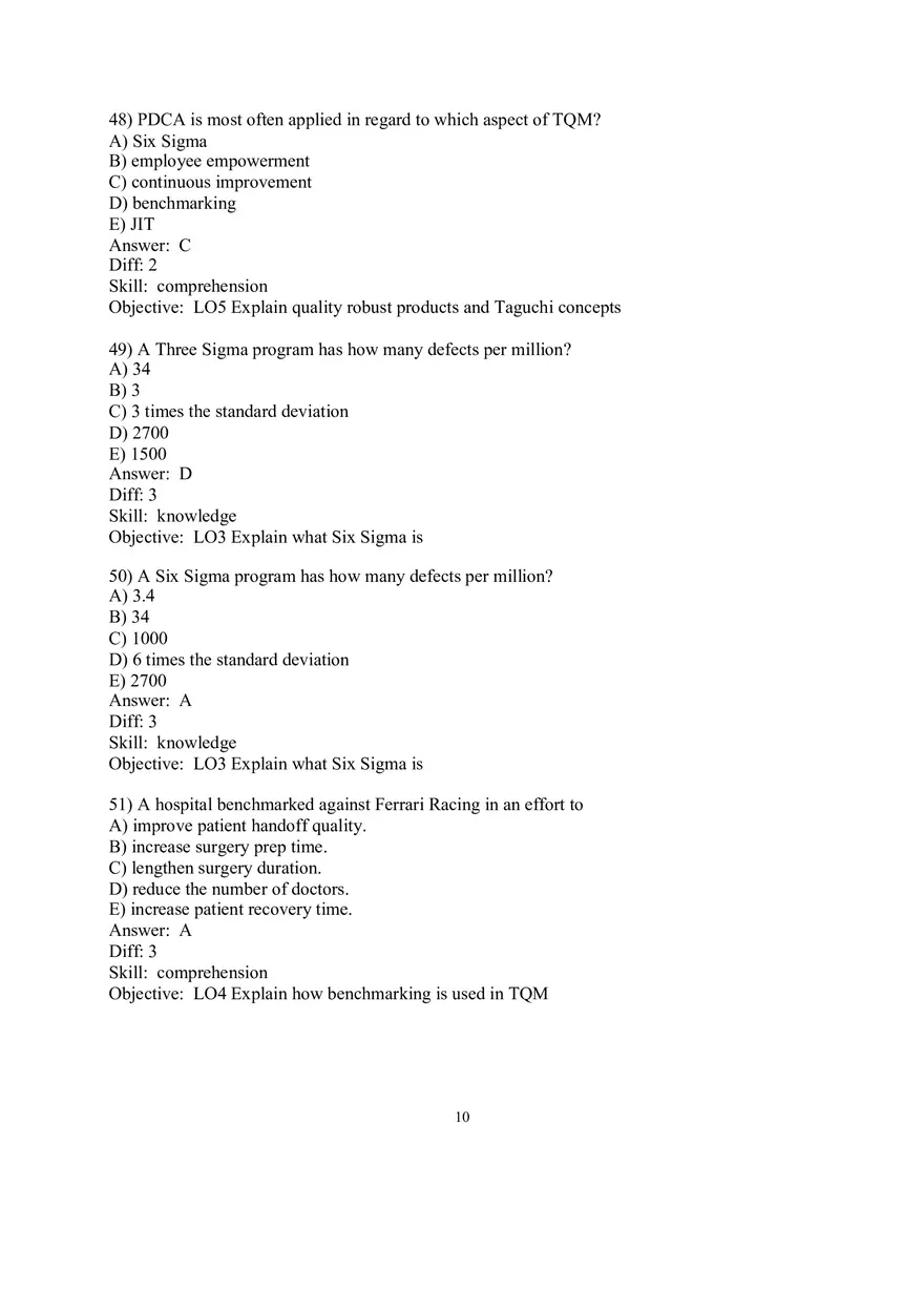 Chapter 6 Managing Quality Multiple Choice Part 1 - Page 6