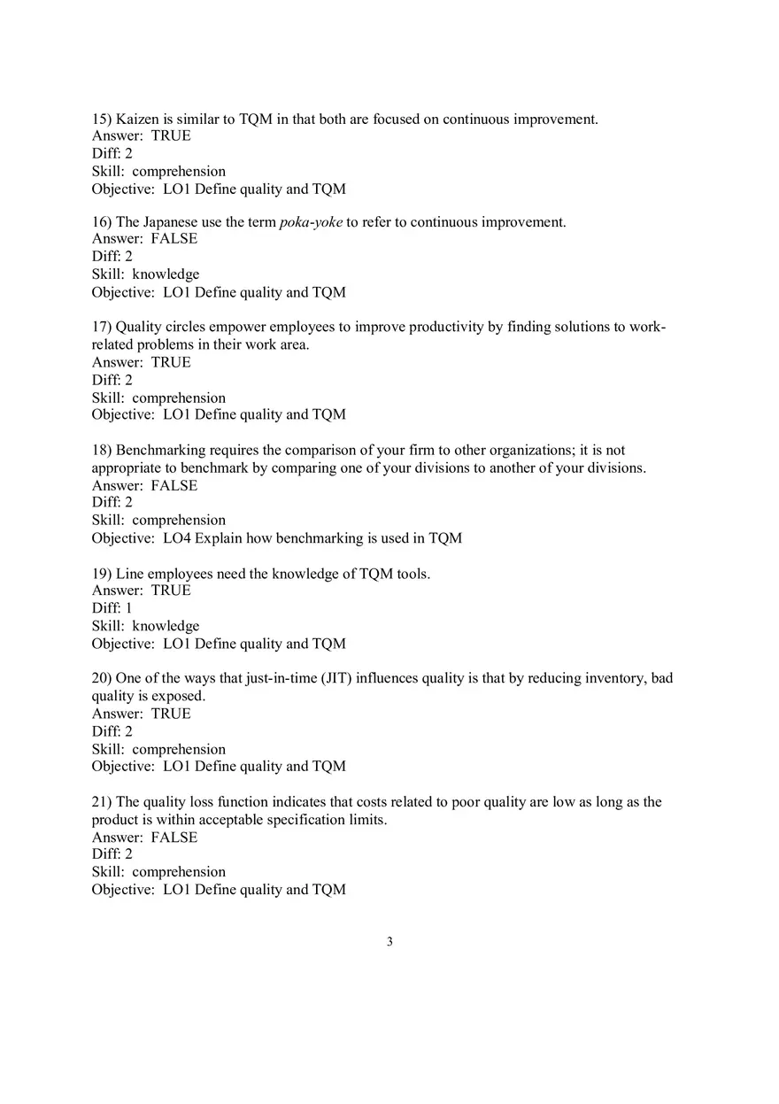 Chapter 6 Managing Quality True False - Page 3
