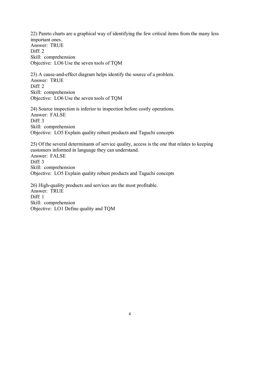 Chapter 6 Managing Quality True False - Page 4
