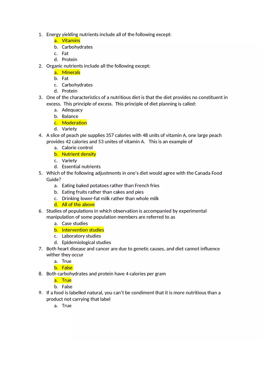 Nutrition Final Exam - Page 1