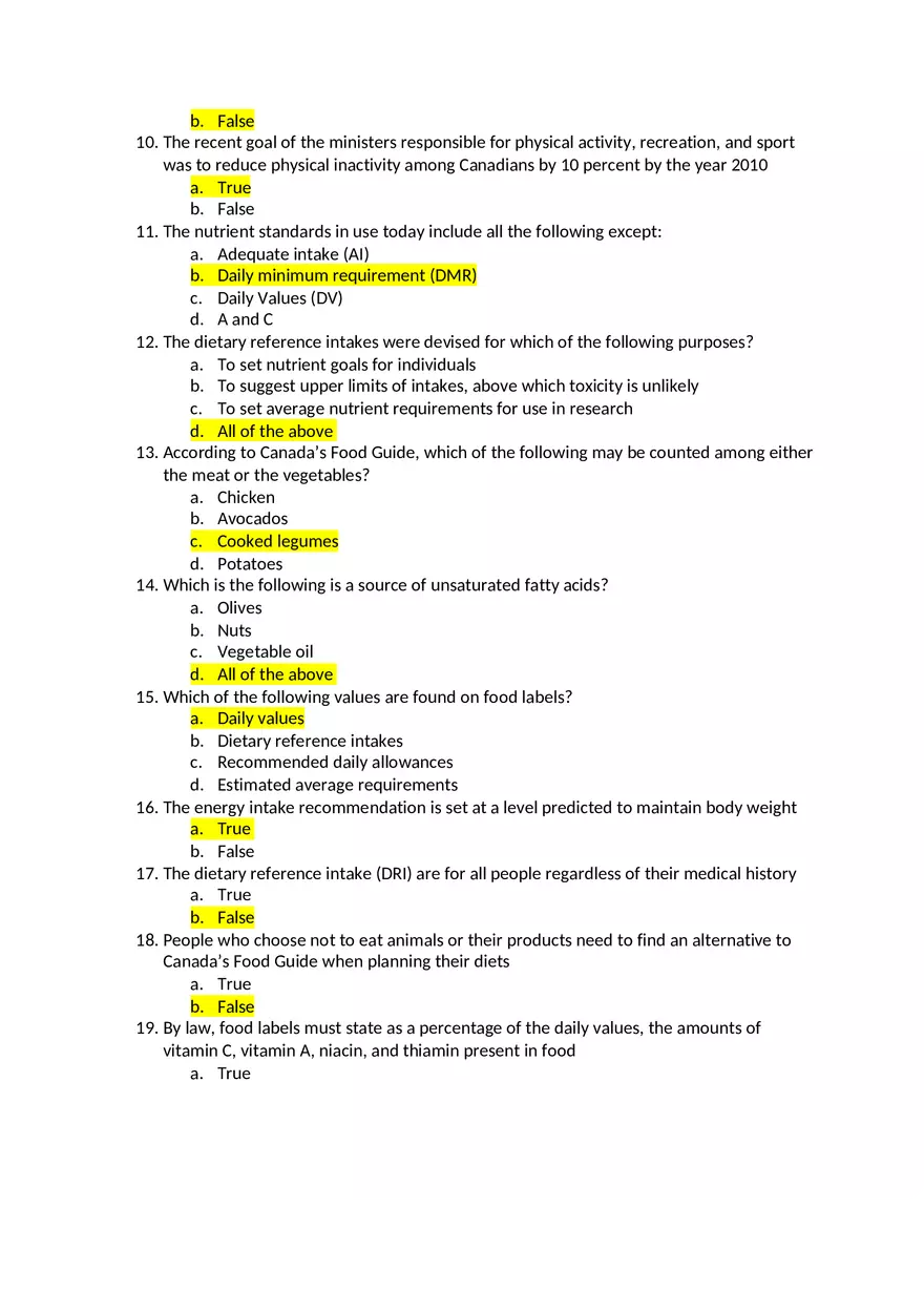 Nutrition Final Exam - Page 2