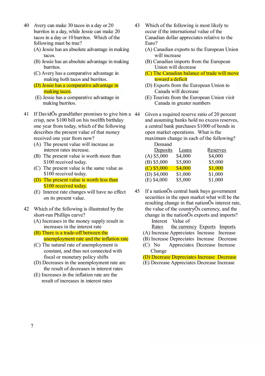 Macroeconomics Practice Exam #2 - Page 7
