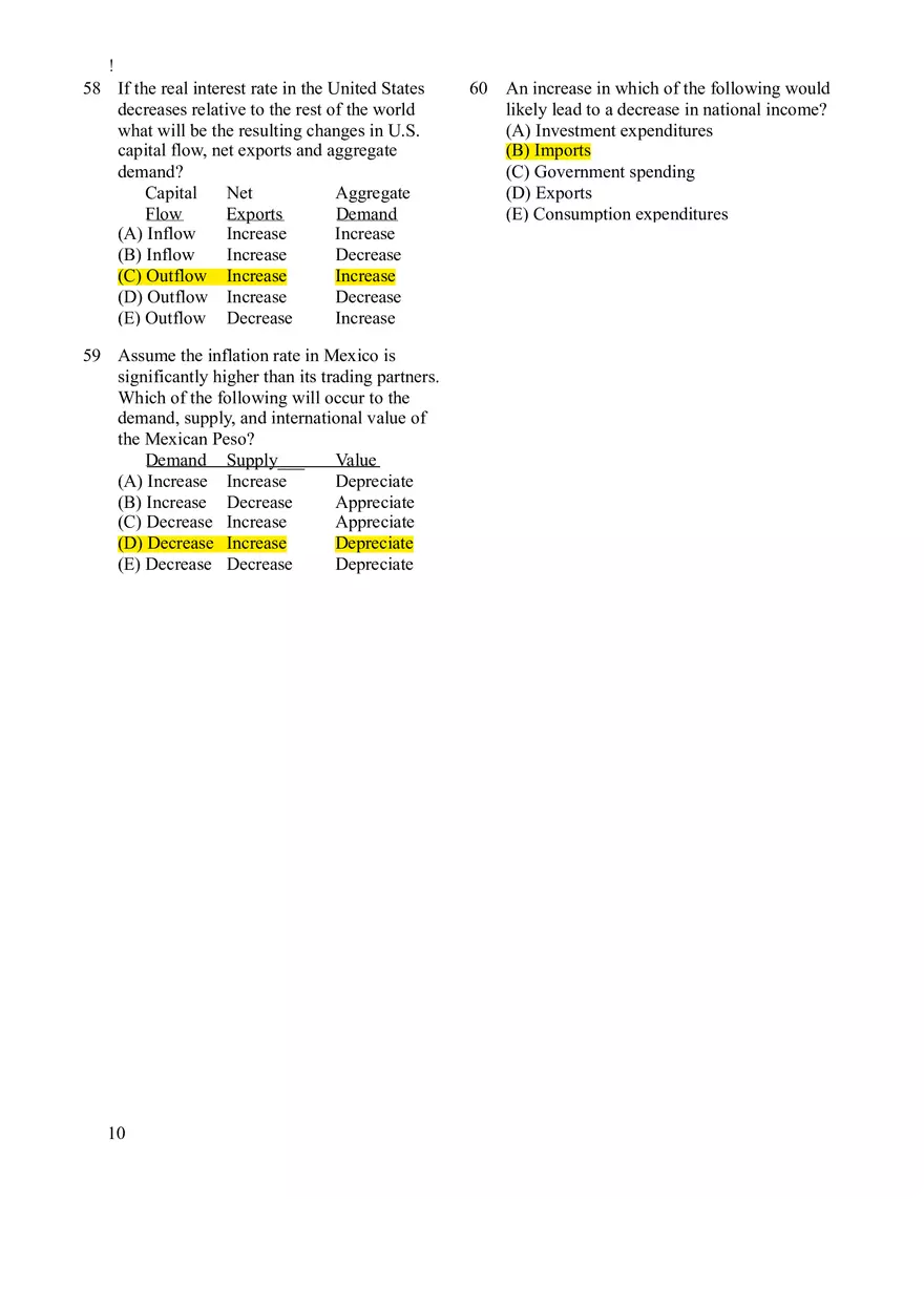 Macroeconomics Practice Exam #2 - Page 10