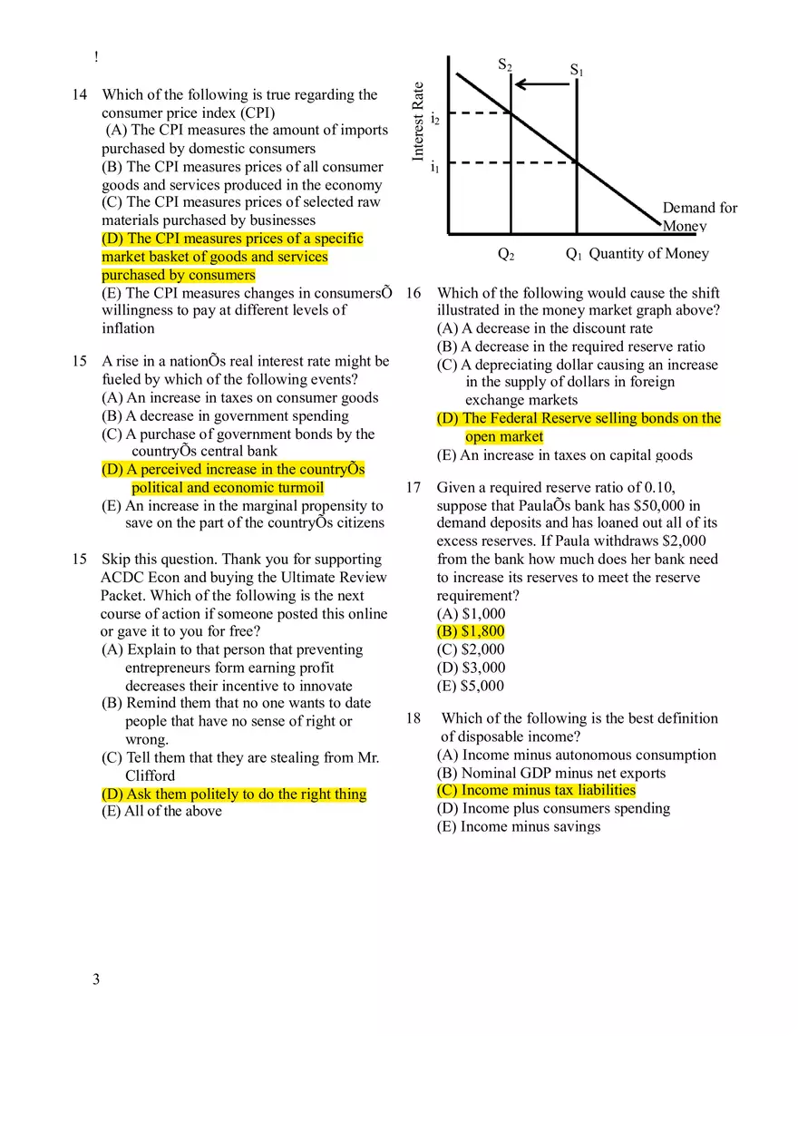 Macroeconomics Practice Exam #2 - Page 3