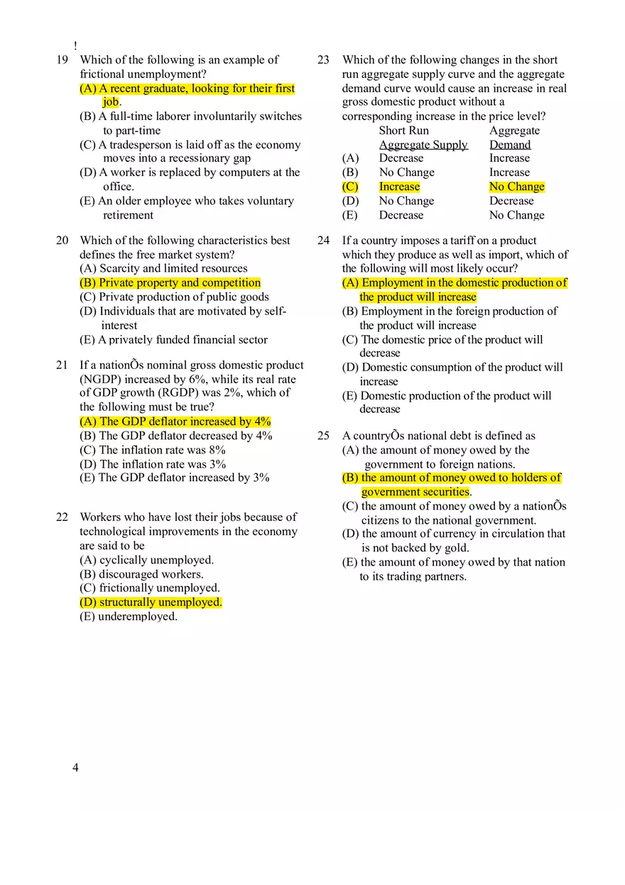 Macroeconomics Practice Exam #2 - Page 4