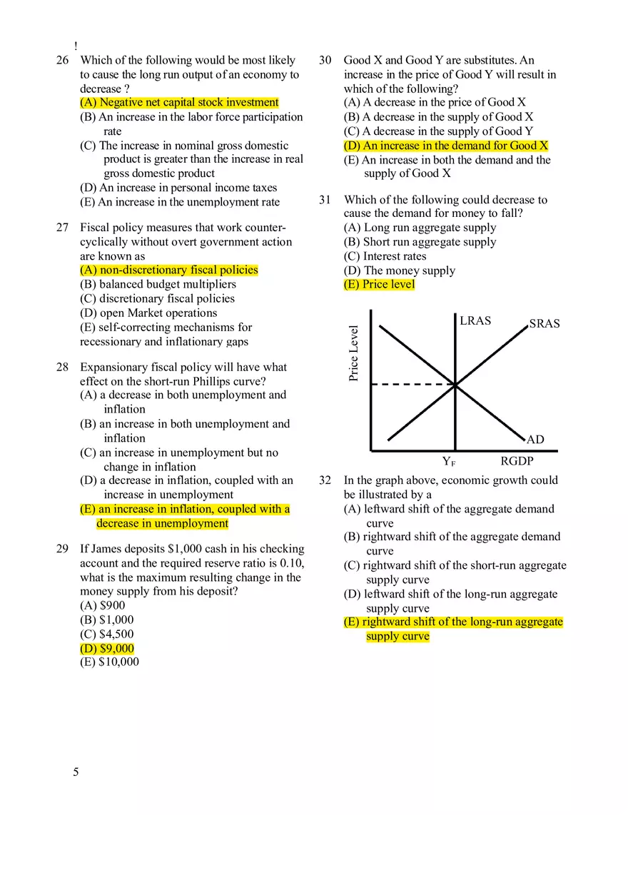 Macroeconomics Practice Exam #2 - Page 5