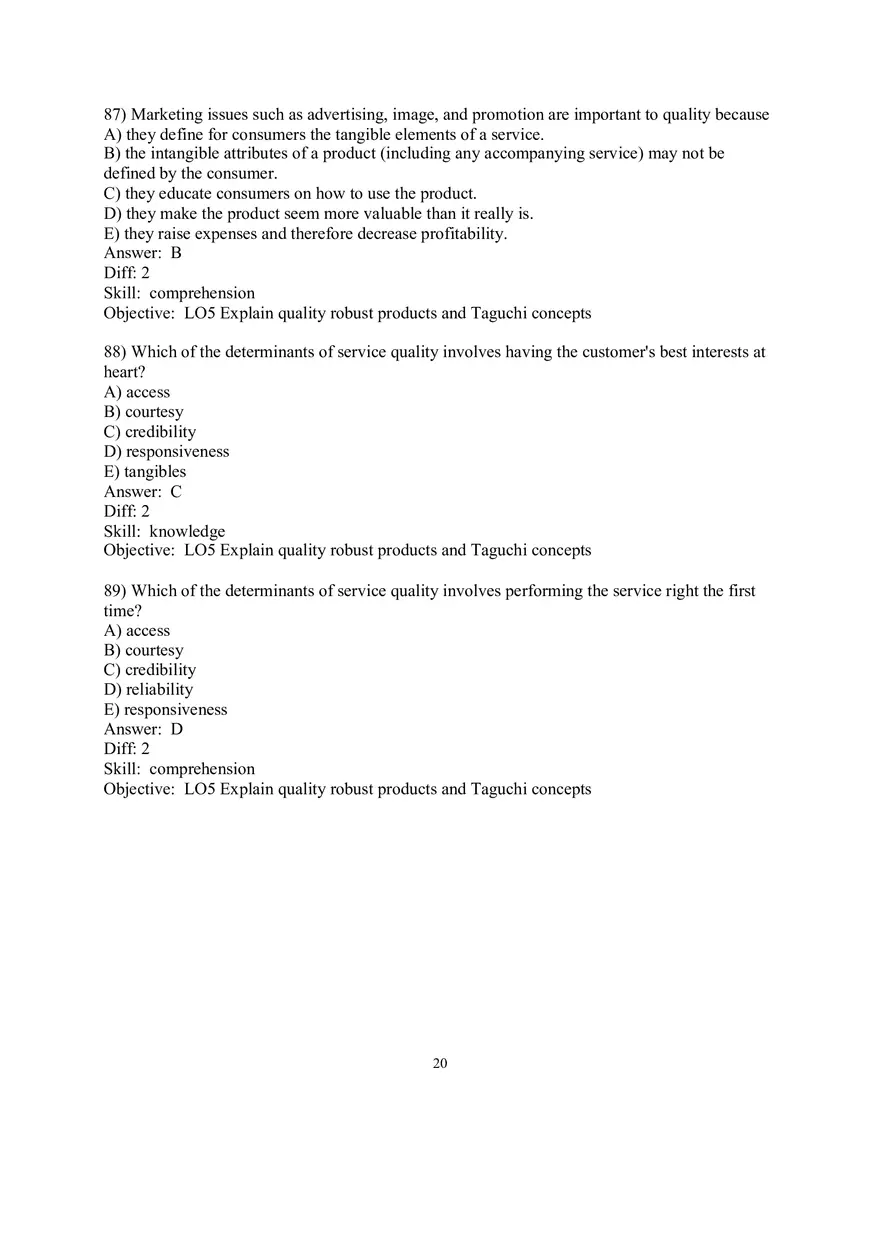 Chapter 6 Managing Quality Multiple Choice Part 2 - Page 8