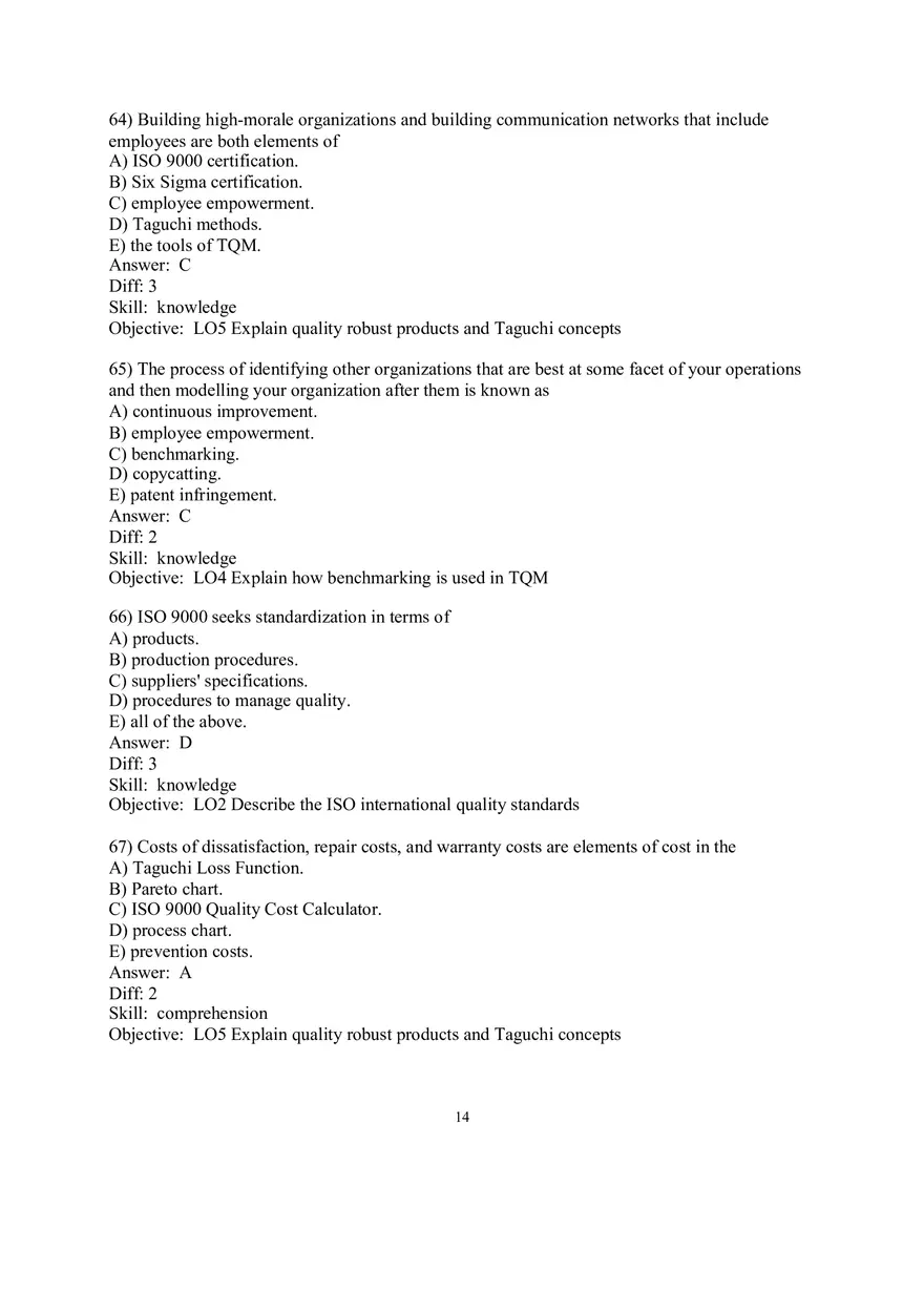 Chapter 6 Managing Quality Multiple Choice Part 2 - Page 2