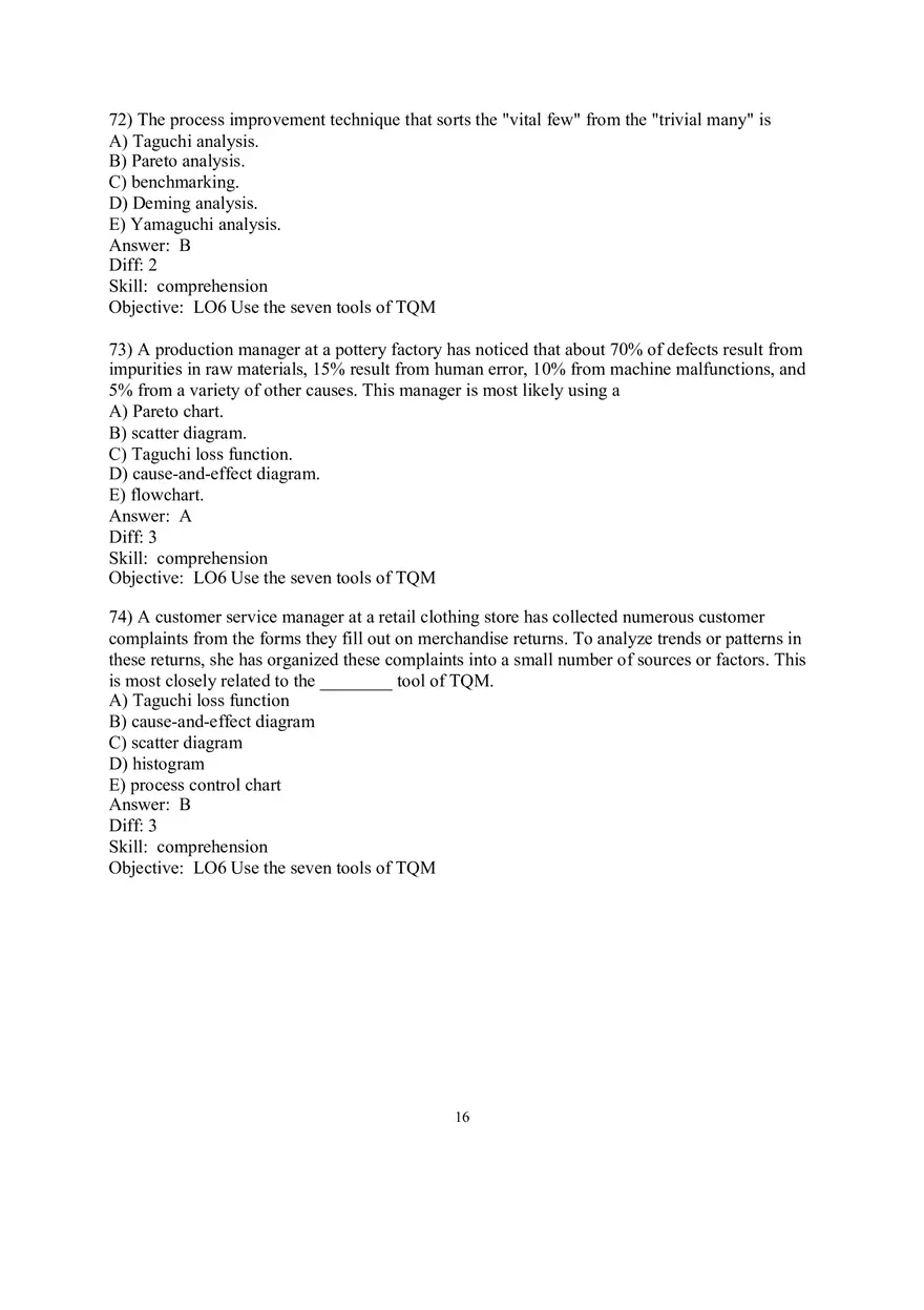 Chapter 6 Managing Quality Multiple Choice Part 2 - Page 4