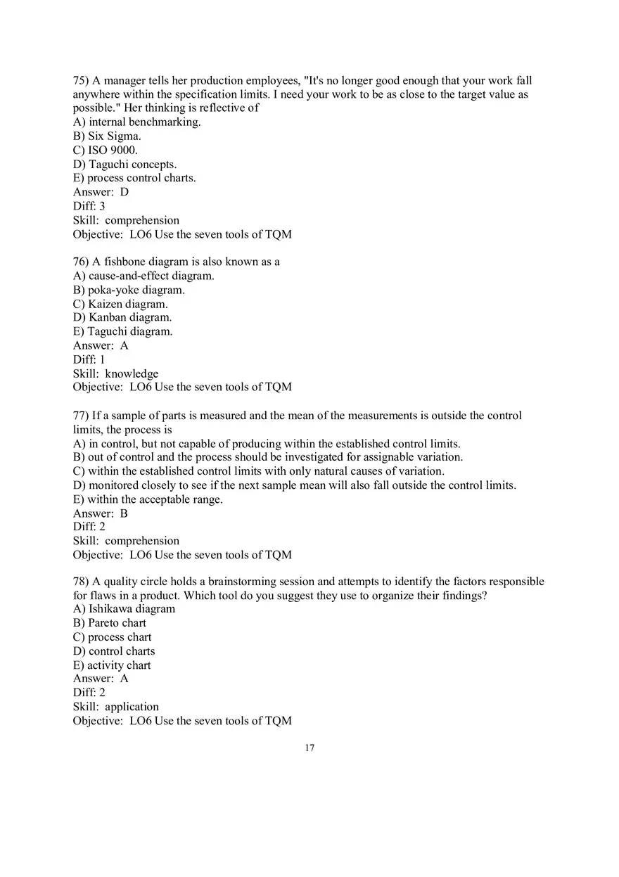Chapter 6 Managing Quality Multiple Choice Part 2 - Page 5