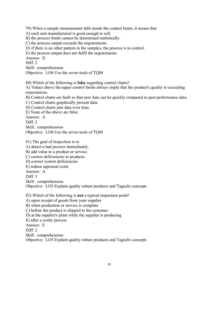 Chapter 6 Managing Quality Multiple Choice Part 2 - Page 6