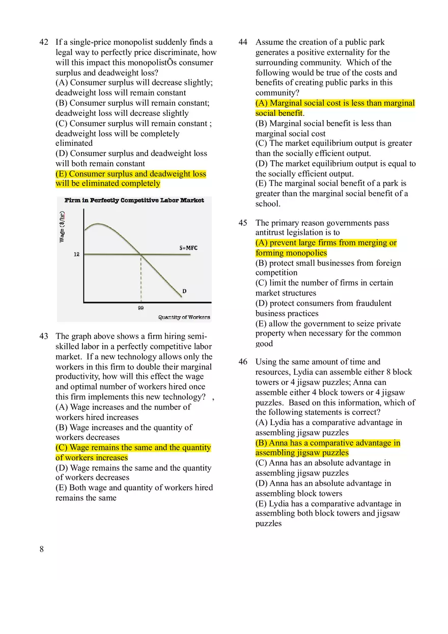 Microeconomics Practice Exam #2 - Page 9