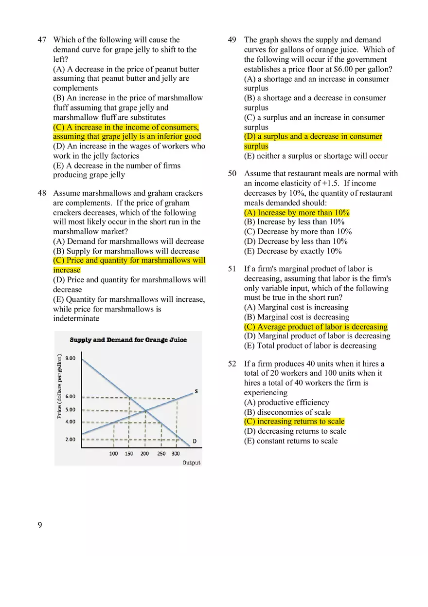 Microeconomics Practice Exam #2 - Page 10