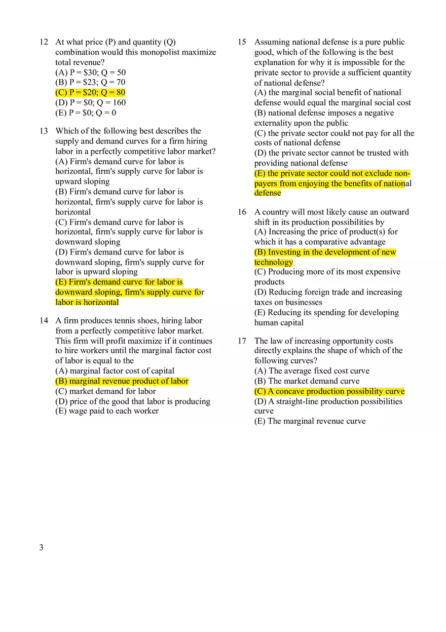 Microeconomics Practice Exam #2 - Page 4