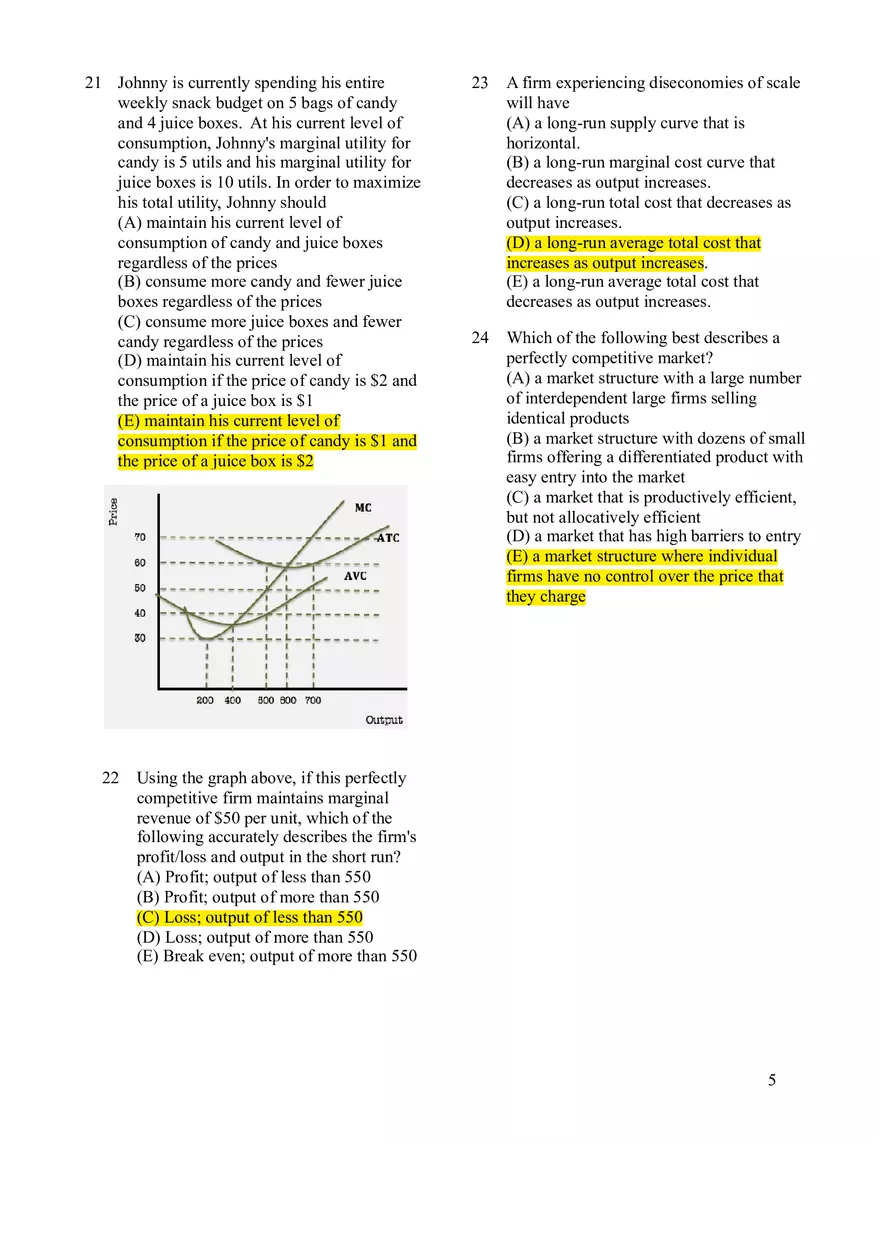 Microeconomics Practice Exam #1 - Page 7