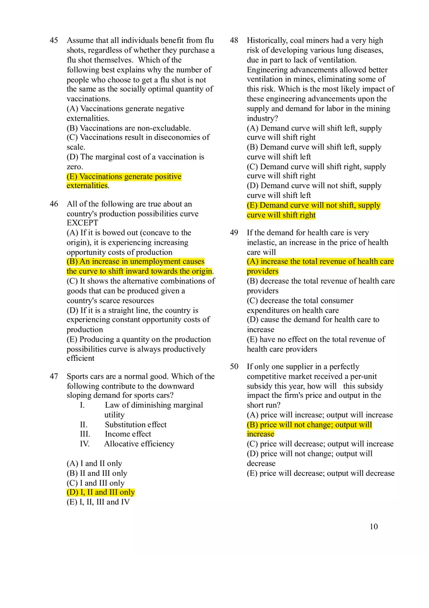 Microeconomics Practice Exam #1 - Page 12