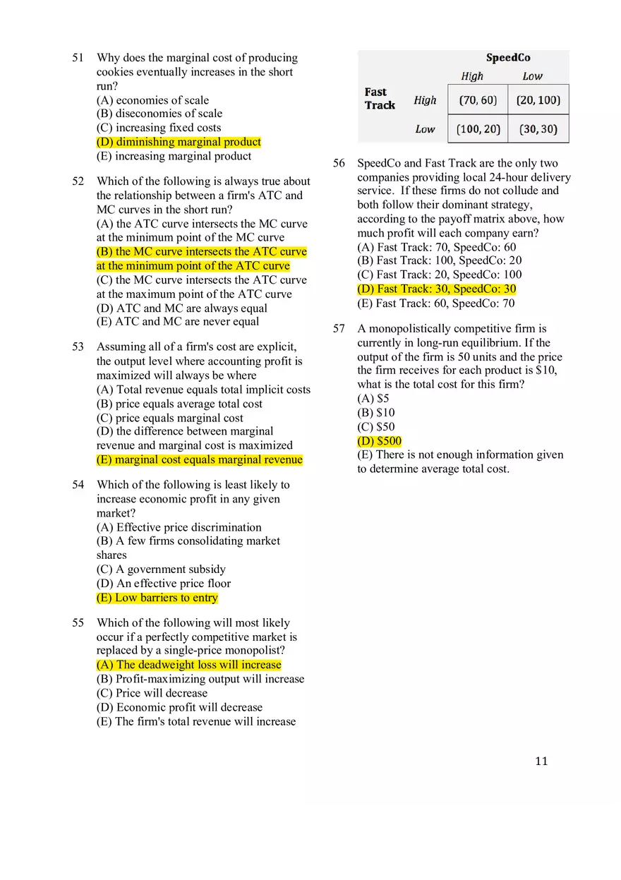 Microeconomics Practice Exam #1 - Page 3