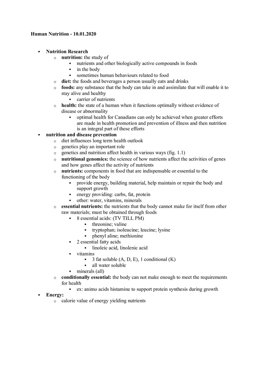 Human Nutrition Chapter 1 - Page 1