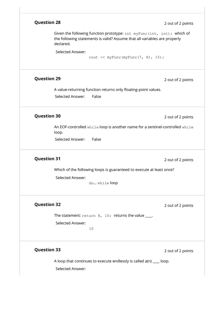 Programming Fundamentals Test 3 - Page 8
