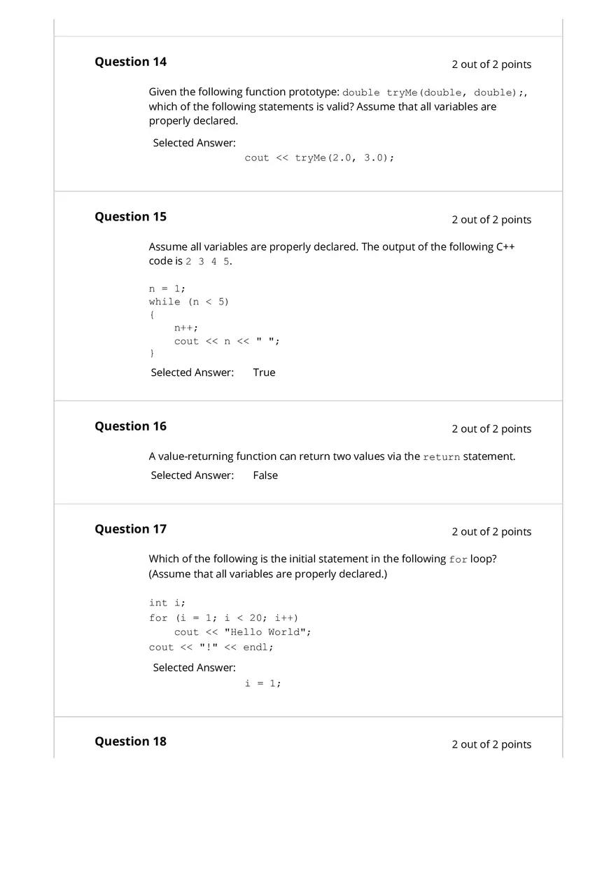 Programming Fundamentals Test 3 - Page 5