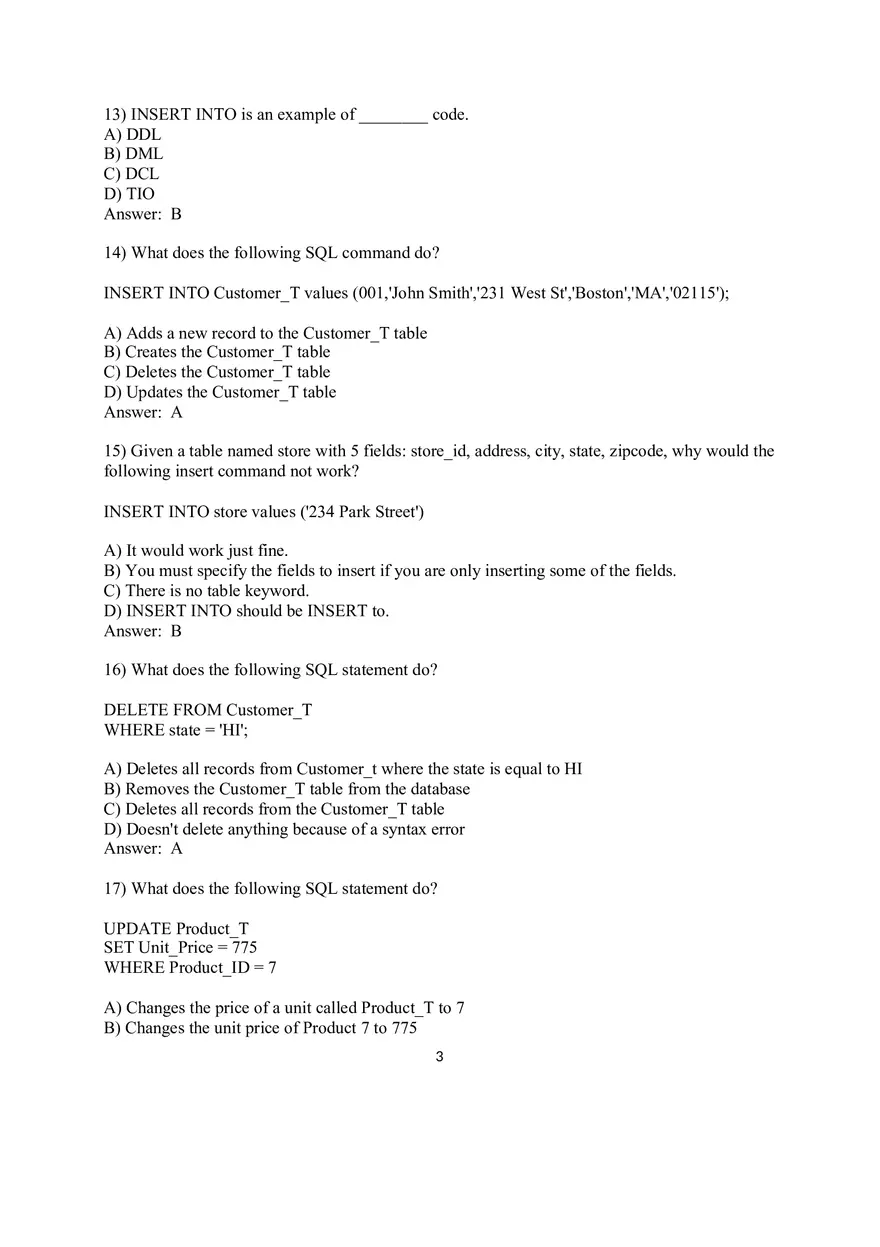 Chapter 5 Introduction to SQL Multiple Choice - Page 5