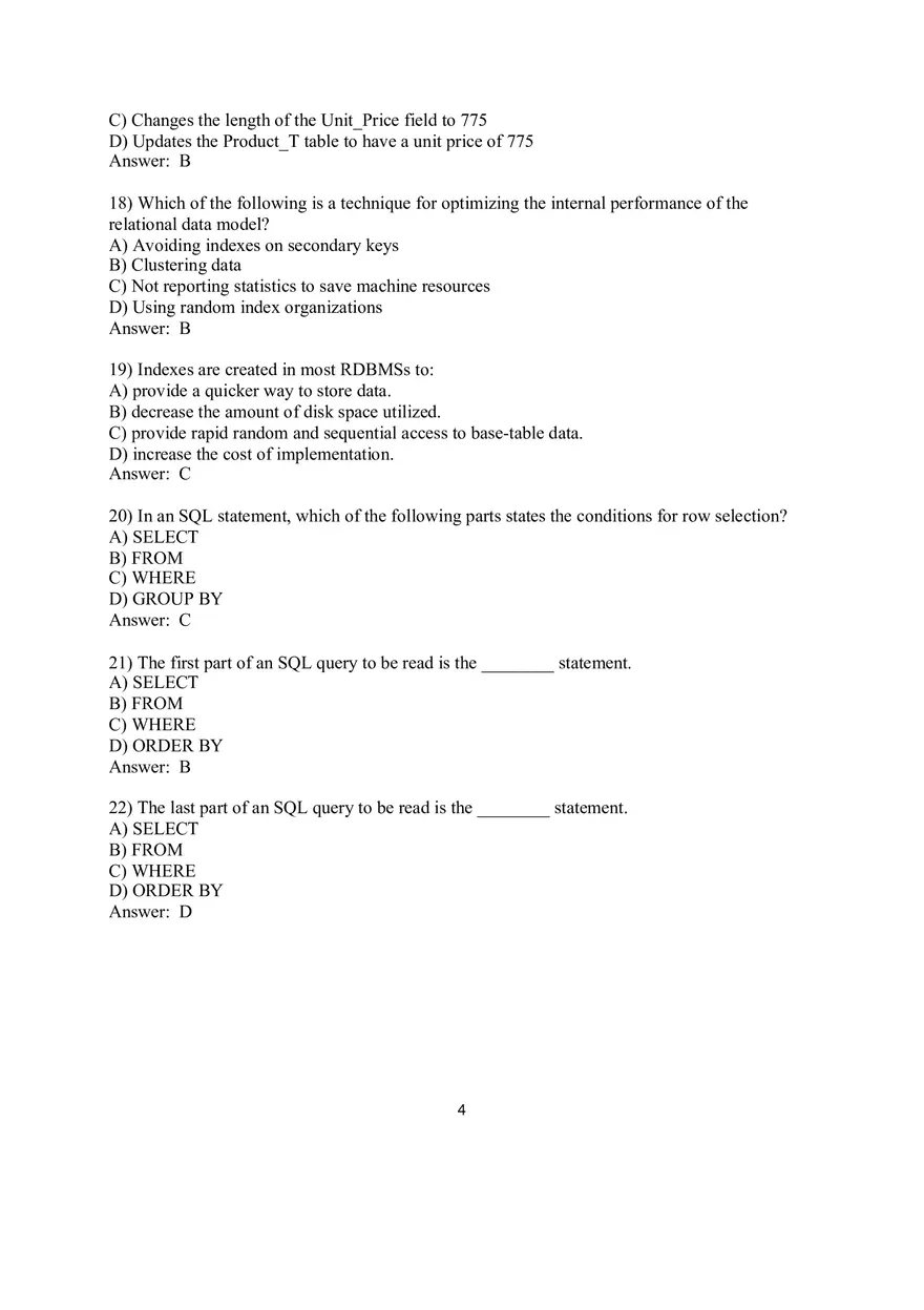 Chapter 5 Introduction to SQL Multiple Choice - Page 6