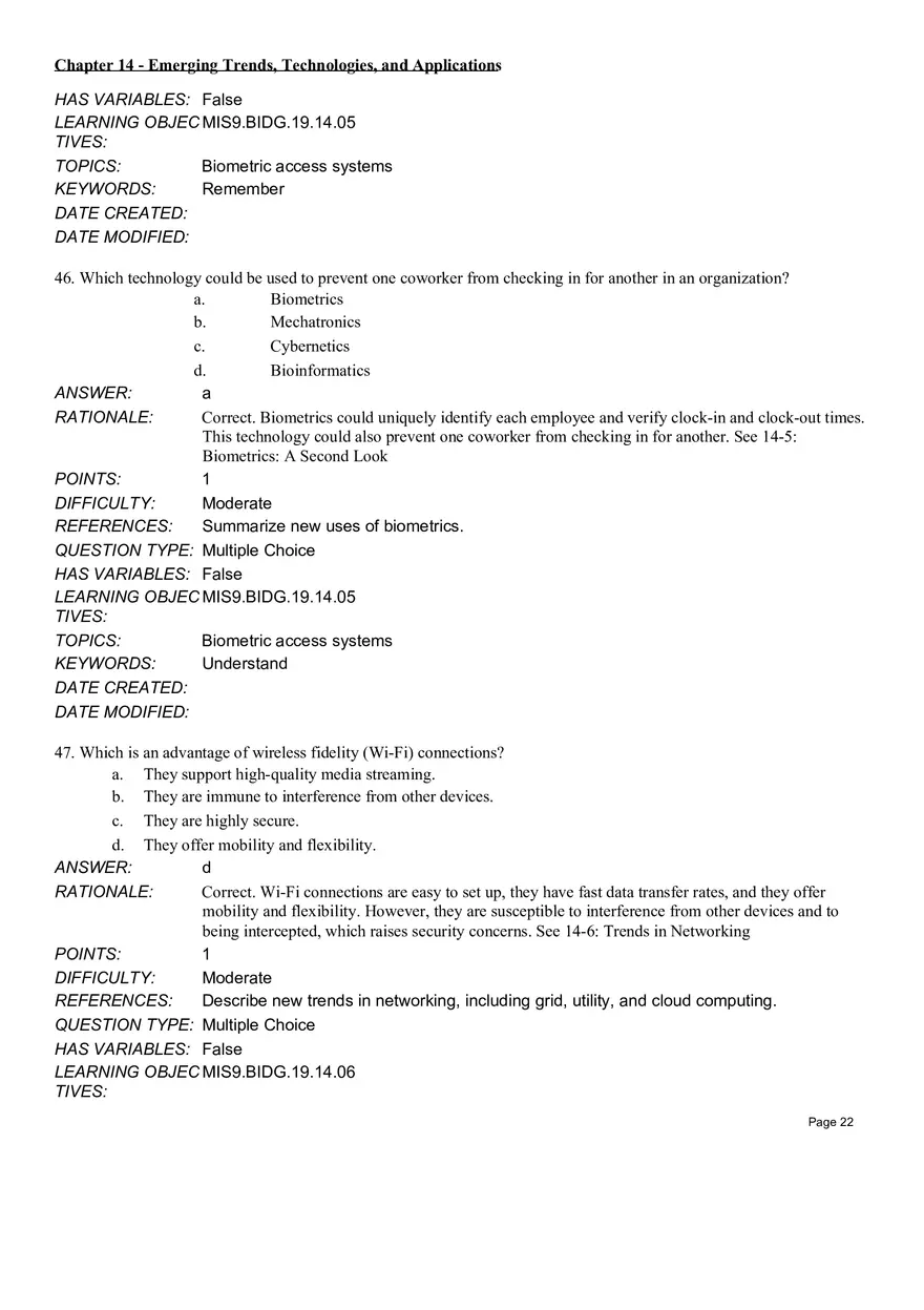 Chapter 14  Emerging Trends, Technologies, and Applications Multiple Choice Part 2 - Page 9