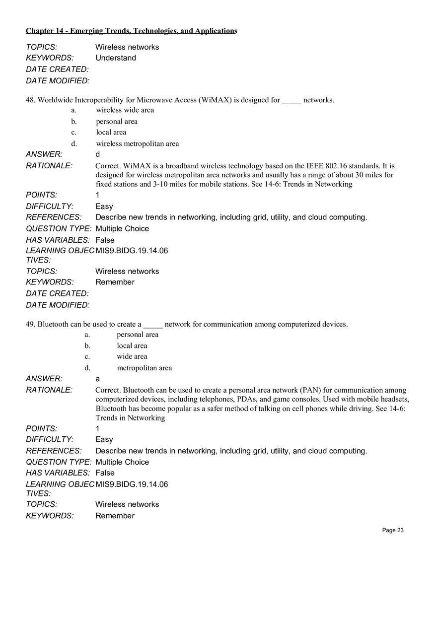 Chapter 14  Emerging Trends, Technologies, and Applications Multiple Choice Part 2 - Page 10