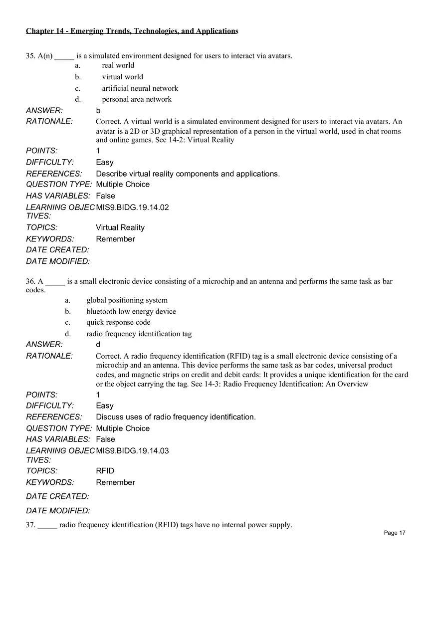 Chapter 14  Emerging Trends, Technologies, and Applications Multiple Choice Part 2 - Page 1
