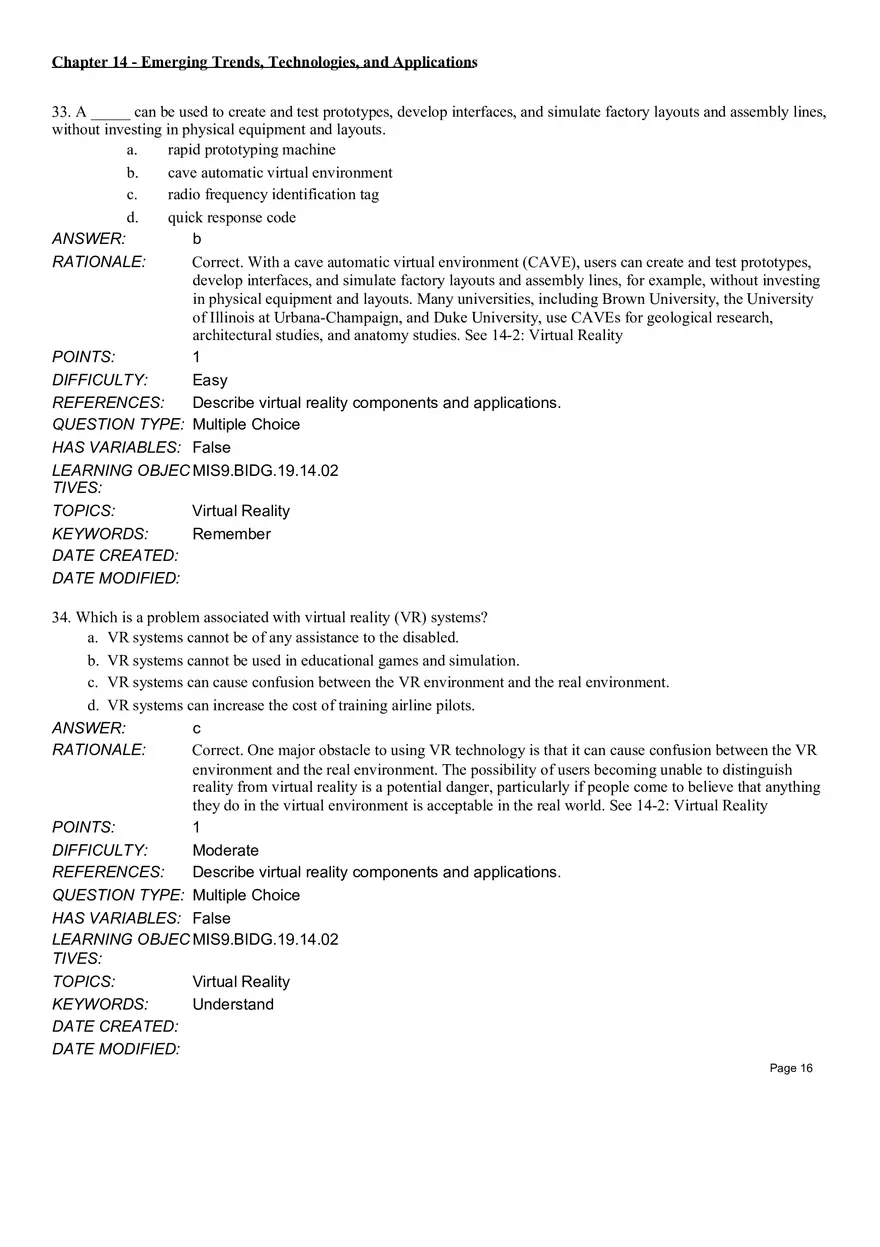 Chapter 14  Emerging Trends, Technologies, and Applications Multiple Choice Part 1 - Page 9