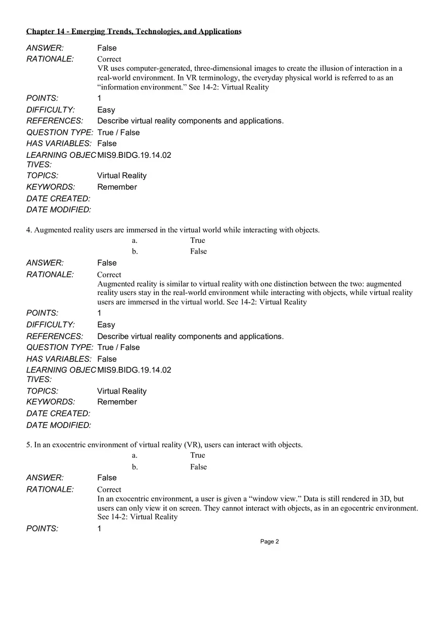 Chapter 14  Emerging Trends, Technologies, and Applications True False - Page 2