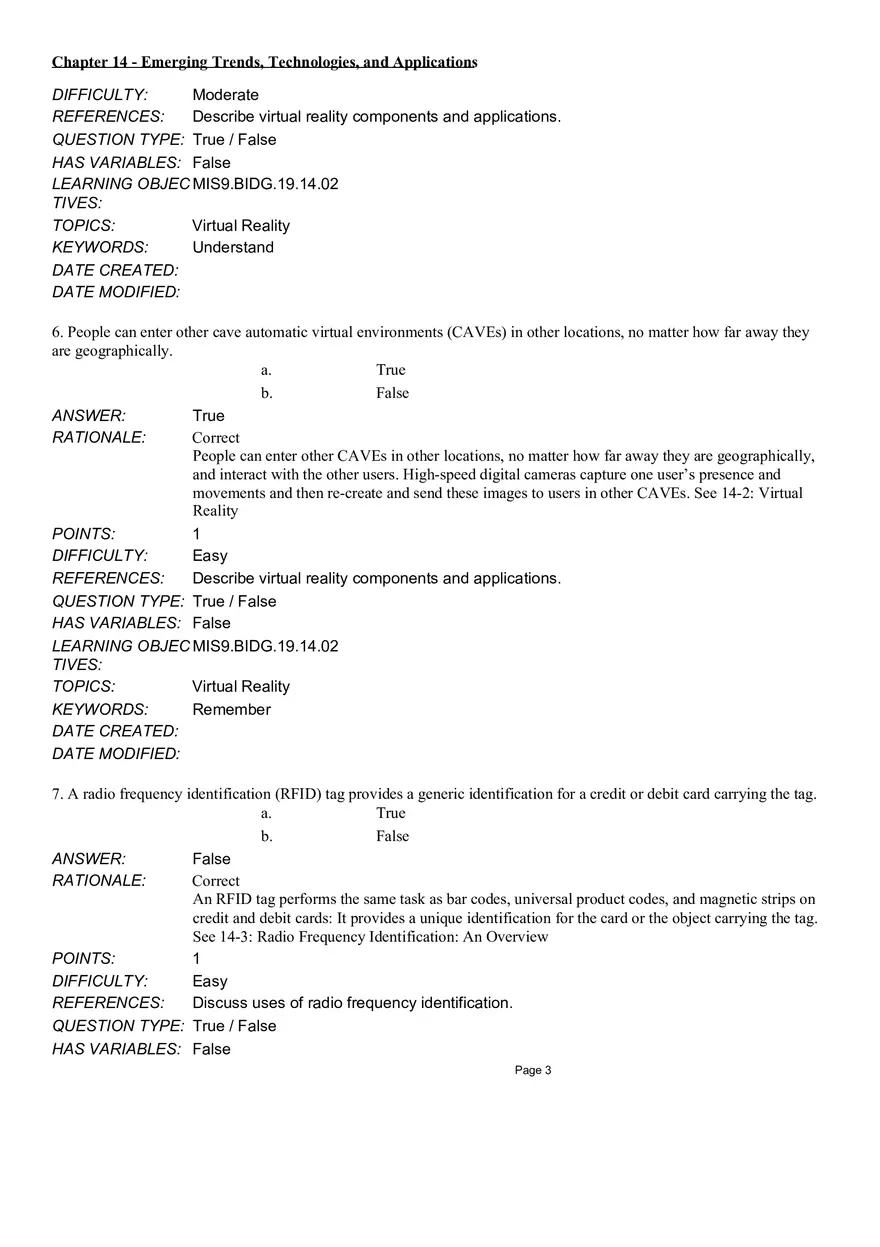 Chapter 14  Emerging Trends, Technologies, and Applications True False - Page 3