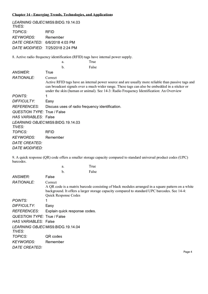 Chapter 14  Emerging Trends, Technologies, and Applications True False - Page 4