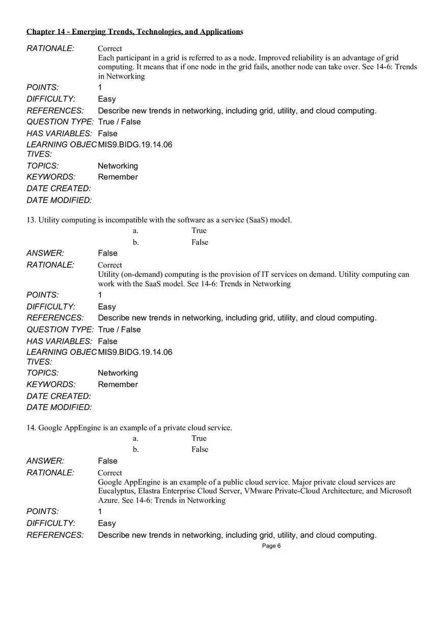 Chapter 14  Emerging Trends, Technologies, and Applications True False - Page 6