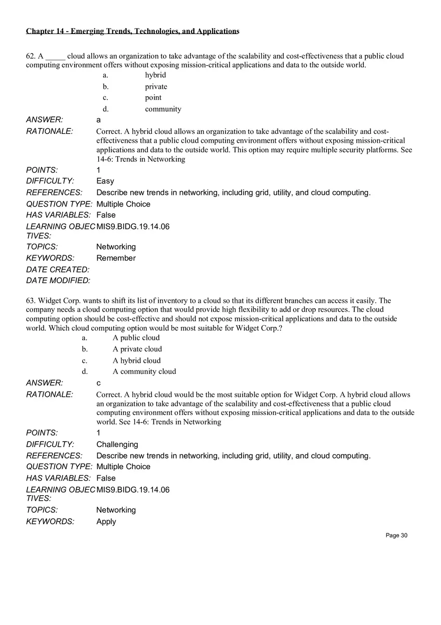 Chapter 14  Emerging Trends, Technologies, and Applications Multiple Choice Part 3 - Page 1