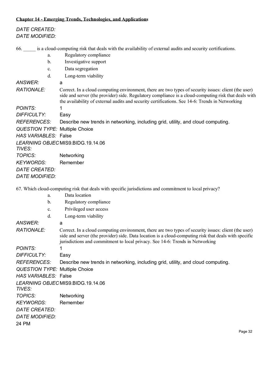 Chapter 14  Emerging Trends, Technologies, and Applications Multiple Choice Part 3 - Page 5