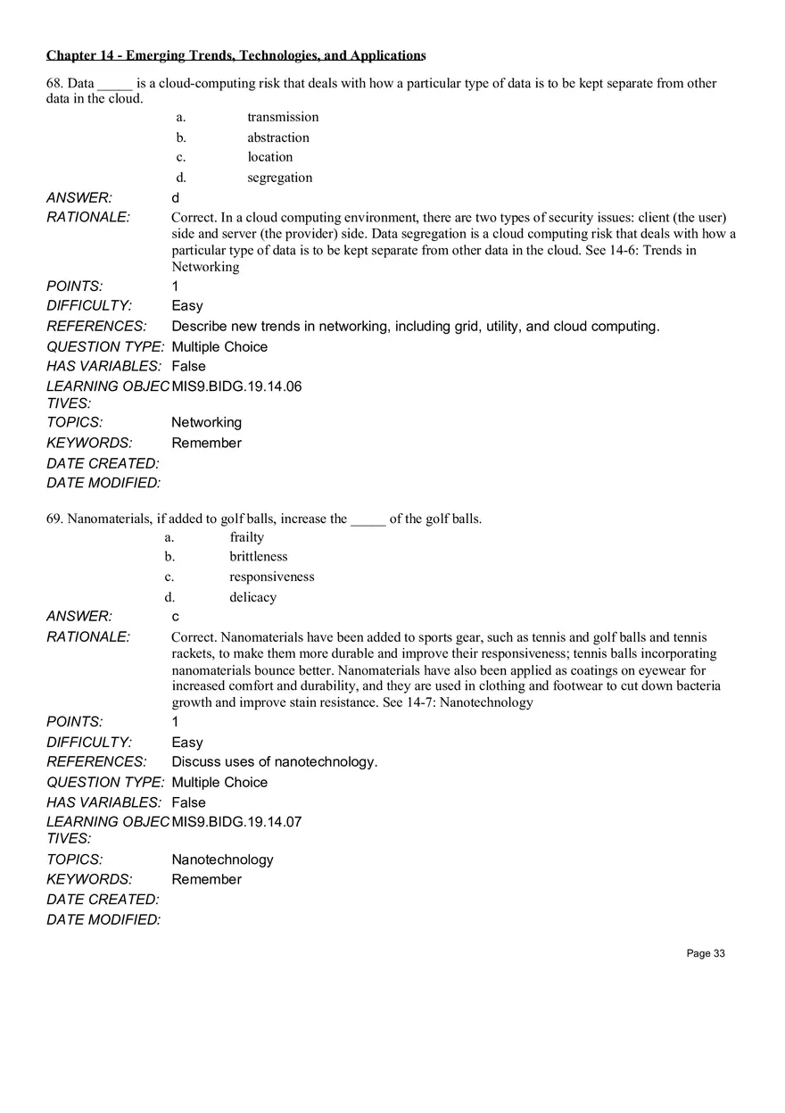 Chapter 14  Emerging Trends, Technologies, and Applications Multiple Choice Part 3 - Page 6
