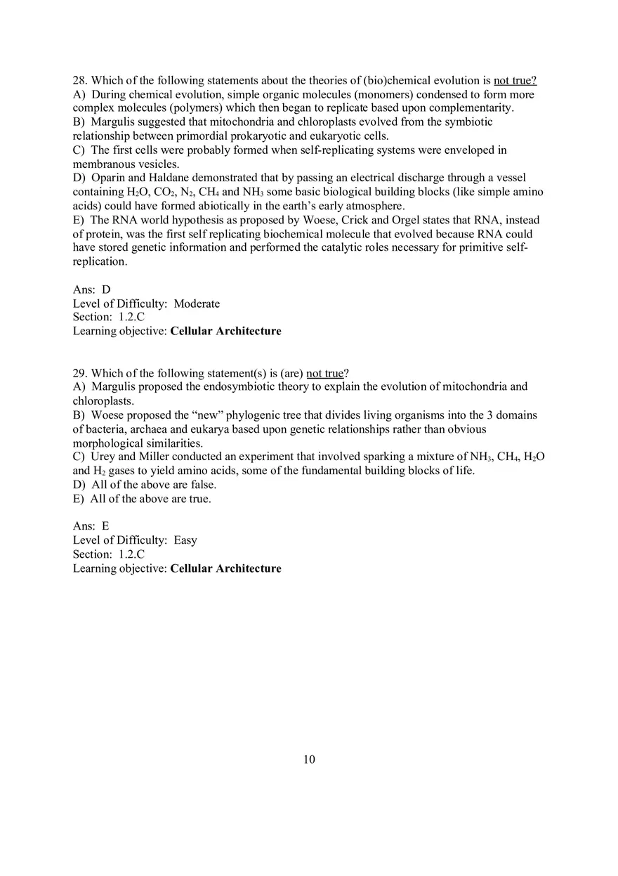 Chapter 1 Introduction to the Chemistry of Life  Multiple Choice - Page 14