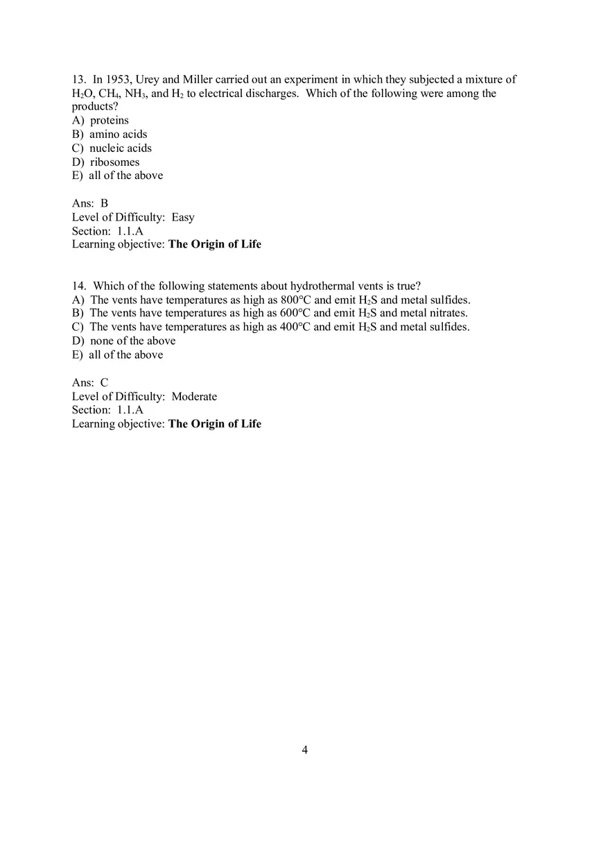 Chapter 1 Introduction to the Chemistry of Life  Multiple Choice - Page 2