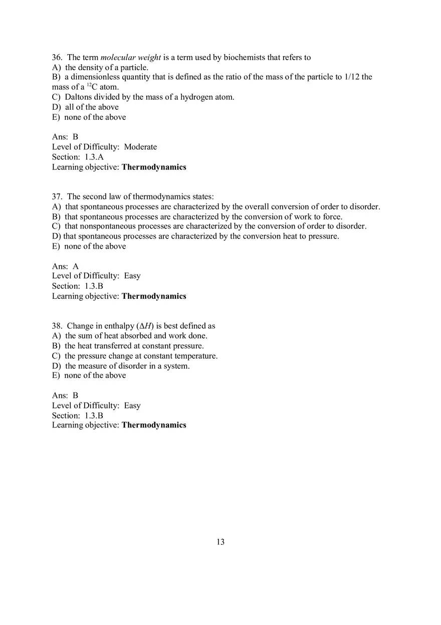 Chapter 1 Introduction to the Chemistry of Life  Multiple Choice - Page 3